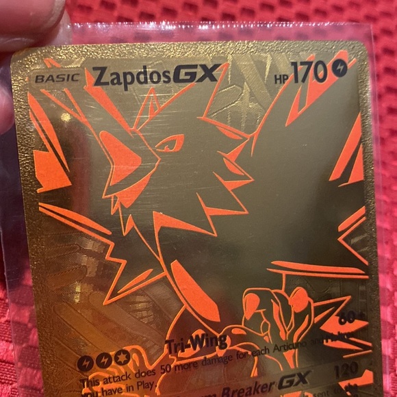 Zapdos GX Limited Edition Pokémon Gold Foil (Fan Made Replica) - Picture 2 of 4